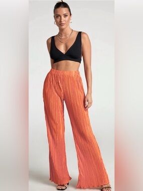 Fore Pleated Wide Leg Lounge Pants Elastic Waist SZ LG